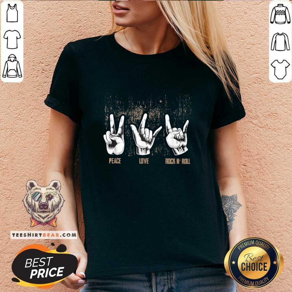 Nice Peace Love Rock And Roll Guitar Ret Hippie Collection V-neck Nice Peace Love Rock And Roll Guitar Ret Hippie Collection V-neck
