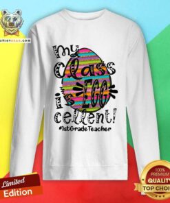 Premium My Class Is Egg Cellent 1st Grade Teacher Sweatshirt
