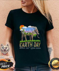 Pretty Elephant Happy Earth Day 51st Anniversary 1970 2021 V-neck