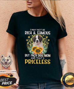 Pretty Saint Bernard I May Not Be Rich And Famous Dog Mom Priceless V-neck