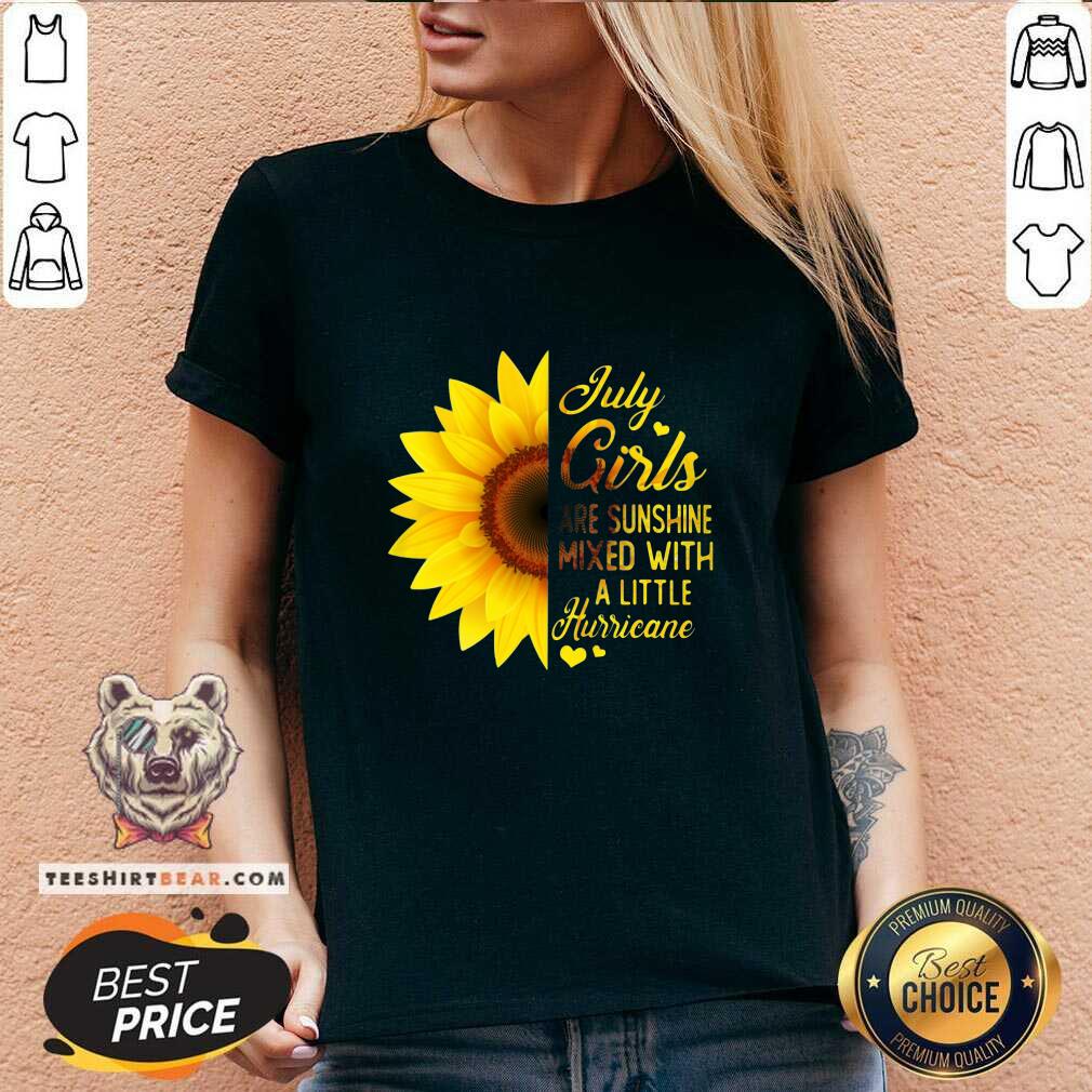 Pretty Sunflower July Girls Are Sunshine Mixed With A Little Hurricane V-neck Pretty Sunflower July Girls Are Sunshine Mixed With A Little Hurricane V-neck