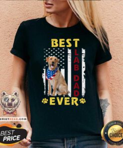 Best Lab Dad Ever American Flag V-neck