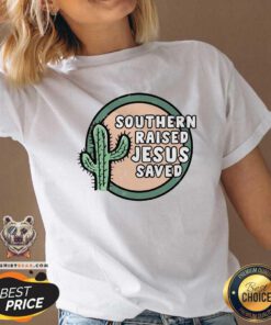 Cactus Southern Raised Jesus Saved V-neck