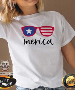Cool Merica Glasses American Flag V-neck
