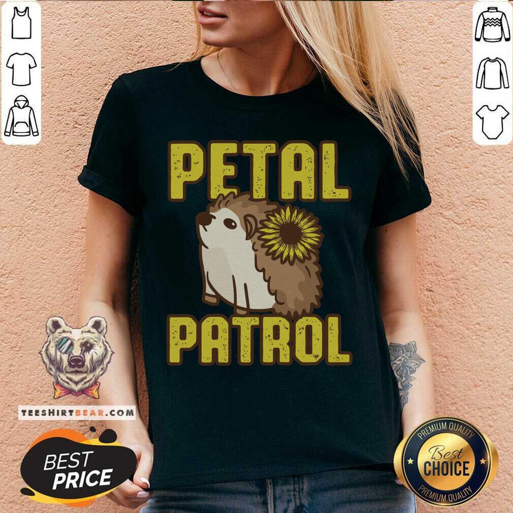 Cute Hedgehog Sunflower Petal Patrol V-neck Cute Hedgehog Sunflower Petal Patrol V-neck