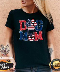 Dog Mom Paw American Flag V-neck