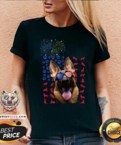 German Shepherd Celebrate Independence Day V-neck
