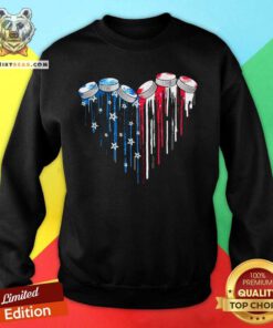 Hockey Watercolor Heart American Flag Sweatshirt