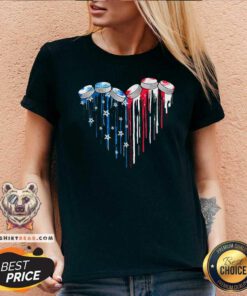 Hockey Watercolor Heart American Flag V-neck