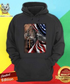 Knight And Lion Behind American Flag Hoodie