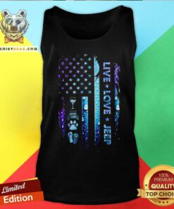 Live Love Jeep American Flag Wine Jeep Paw Flip Flops Tank Top
