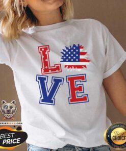 Premium 4th July Love Sunflower V-neck