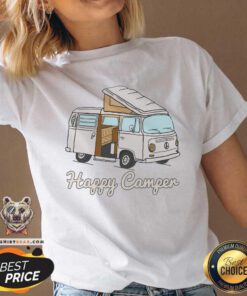 Pretty Felpa Con Cappuccio Happy Camper V-neck