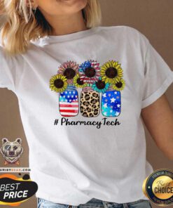 Sunflower American Flag Pharmacy Tech V-neck