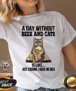 A Day Without Beer And Cats Just Kidding V-neck