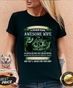 Awesome Wife Mess With Me V-neck