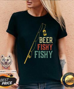 Beer Fishy Fishy Humour Angling Vintage Retro V-neck