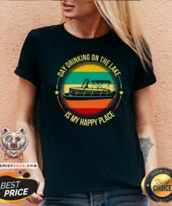 Boating Day Drinking On The Lake Is My Happy Place Vintage Retro V-neck