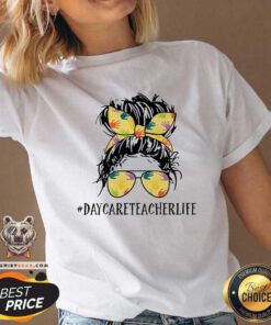 Daycare Teacher Flower Bun Girl V-neck