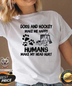 Dogs Hockey Make Me Happy V-neck