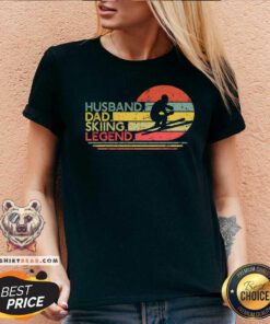 Husband Dad Skiing Legend Retro V-neck