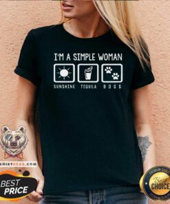 I Am A Simple Woman Sunshine Tequila Dogs V-neck