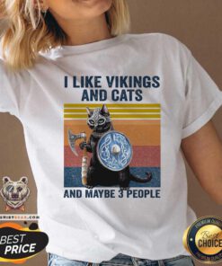 I Like Vikings And Cats And Mayybe 3 People Vintage V-neck