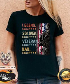 Legend Soldier Veteran Dad American Flag V-neck