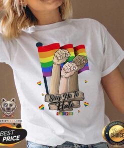 LGBT Say No To Hate Pride 2021 Flag Hand V-neck