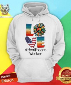 Love Healthcare Worker Vintage Amerricans Flag Sunflower Hoodie