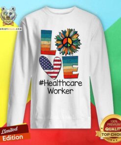 Love Healthcare Worker Vintage Amerricans Flag Sunflower Sweatshirt