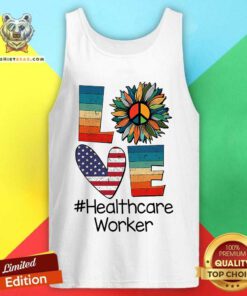 Love Healthcare Worker Vintage Amerricans Flag Sunflower Tank Top