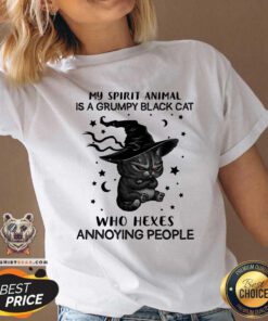 My Spirit Animal Is A Grumpy Black Cat Hexes V-neck
