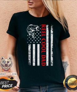 Reel Cool Dad Fishing American Flag V-neck