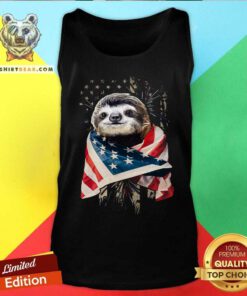 Sloth Cool American Flag Tank Top