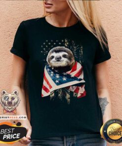 Sloth Cool American Flag V-neck