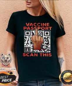 Vaccine Passport Middle Finger QR Scan This V-neck