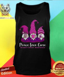 Gnome Peace Love Cure Breast Cancer Awareness Tank Top