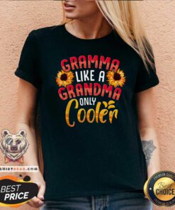 Gramma Like A Grandma Only Cooler Sunflower V-neck
