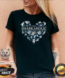 I Am A Shark Aholic Shark Heart V-neck