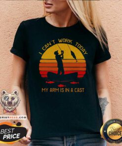I Can Not Work Today My Arm Is In A Cast Vintage Retro V-neck