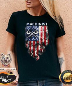 Machinist American Flag Smoke V-neck