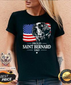 Proud Saint Bernard Dad American Flag V-neck