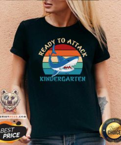 Shark Ready To Attack Kindergarten Vintage Retro V-neck