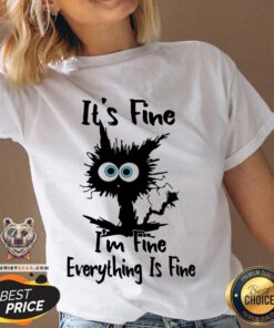 Cat It's Fine I'm Fine Everything Is Fine V-neck