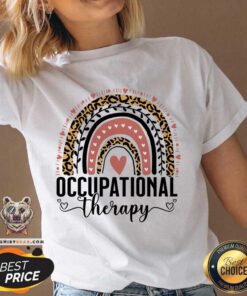 Occupational Therapy OT Month Therapist Boho Rainbow Leopard V-neck