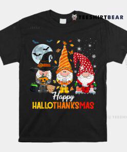 Gnomes Halloween Merry Christmas Happy Hallothanksmas Shirt