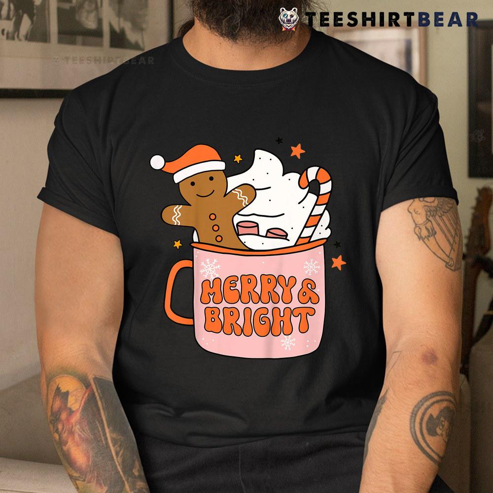 Retro Groovy Merry And Bright Gingerbread Christmas Shirt