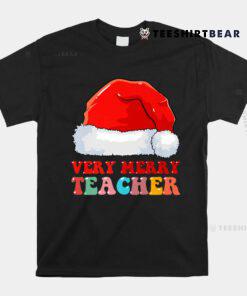 Roovy Santa Christmas Pajama Xmas Very Merry Teacher Shirt