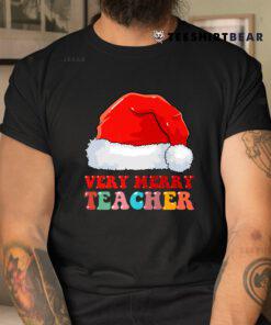 Roovy Santa Christmas Pajama Xmas Very Merry Teacher Shirt